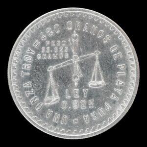 Alternative view of (RARA!) - 1 Onza de Plata “Balanza y Prensa”-  Mexico 1949