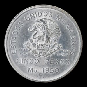 Alternative view of México – 5 Pesos de Plata ‘Ferrocarril del Sureste’ – 1950 – 27,78 g (.720)