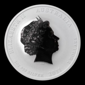 Alternative view of Australia – 2 Dollares 2 Onzas de Plata .999 – “Año del Conejo” 2011 – Serie Lunar II (Perth Mint)