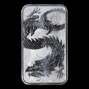 Australia - 1 Onza Dragón Rectangular 2023 - Plata Pura .999 - 1 Dólar - (Perth Mint) - Manchas