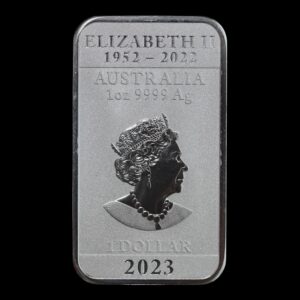 Alternative view of Australia - 1 Onza Dragón Rectangular 2023 - Plata Pura .999 - 1 Dólar - (Perth Mint) - Manchas