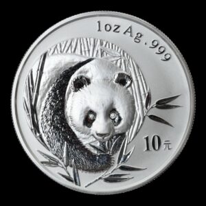 Panda 2003 – Moneda 10 Yuan China – 1 Onza de Plata .999 (Manchas)