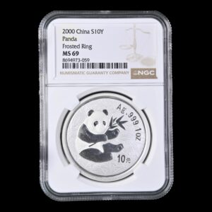 Panda 2000 – Moneda 10 Yuan China – 1 Onza de Plata .999 – NGC MS69 (Frosted Ring)