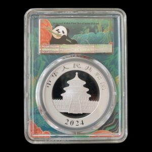Alternative view of Panda 2024 – China 10 Yuan – 30 Gramos de Plata .999 – PCGS MS70 “First Day of Issue”