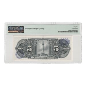 Alternative view of México – Billete 5 Pesos 1963 – Banco de México – Pick#60h – PMG 66 EPQ Gem Uncirculated