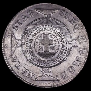 Alternative view of Brasil – 960 Reis – 1813 Bahia – Con Resello XXXVI Congreso Eucarístico Internacional de Río de Janeiro –  Resellada Sobre 8 Reales Carlos IV 1802 Sevilla