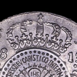 Brasil – 960 Reis – 1813 Bahia – Con Resello XXXVI Congreso Eucarístico Internacional de Río de Janeiro –  Resellada Sobre 8 Reales Carlos IV 1802 Sevilla - Imagen 3