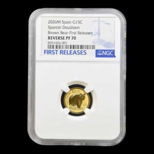 España – 15 Céntimos de Euro – 2026 – “Oso Pardo” – Spanish Doubloon – 1/10 Onza de Oro .9999 – NGC Reverse Proof 70 First Releases