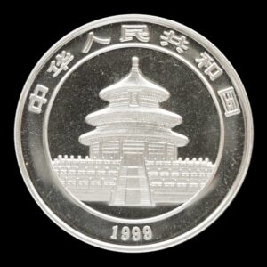 Alternative view of Panda 1999 – Moneda 10 Yuan China – 1 Onza de Plata .999