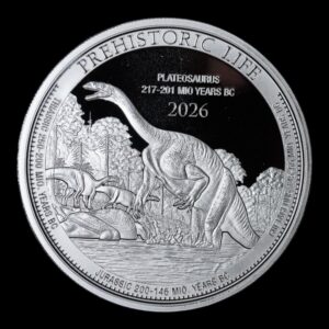 Congo – 20 Francos – 2026 – “Prehistoric Life: Plateosaurus” – 1 Onza de Plata .9999 – BU