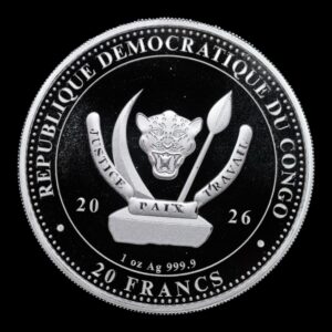 Congo – 20 Francos – 2026 – “Prehistoric Life: Plateosaurus” – 1 Onza de Plata .9999 – BU - Imagen 2