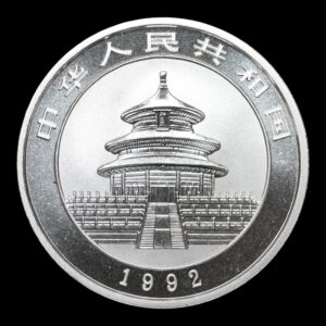 Alternative view of Panda 1992 – Moneda 10 Yuan China – 1 Onza de Plata .999