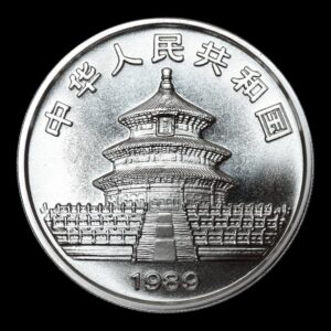 Alternative view of Panda 1989  – Moneda 10 Yuan China – 1 Onza de Plata .999