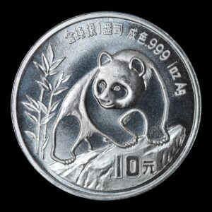 Panda 1990 – Moneda 10 Yuan China – 1 Onza de Plata .999 (Fecha Grande)