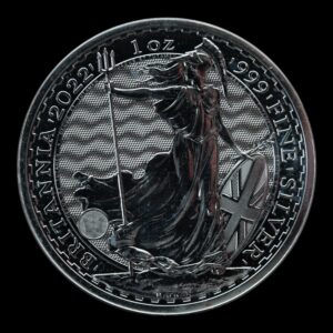 Reino Unido – 1 Libra – 2022 – “Britannia” – 1 Onza de Plata .999 – Royal Mint – (Manchas)