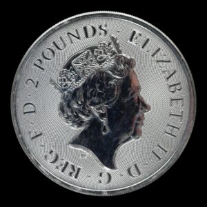 Alternative view of Reino Unido – 2 Libras – 2019 – “Queen’s Beasts: Yale of Beaufort” – 1 Onza de Plata .999 – Royal Mint – (Manchas)