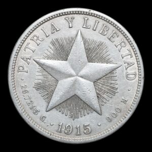 Cuba – 1 Peso año 1915 – “Patria y Libertad” – Plata .900
