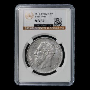 Bélgica –  Moneda 5 Francos 1873 – Leopoldo II - Plata .900– GBCA MS62