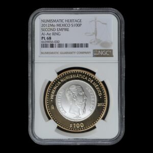 México – 100 Pesos – 2012 – “Herencia Numismática de México: Segundo Imperio” – Plata y Anillo de Aluminio-Bronce – Maximiliano I – NGC PL68