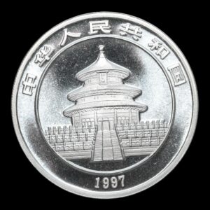 Alternative view of Panda 1997 – Moneda 10 Yuan China – 1 Onza de Plata .999 (Fecha Pequeña)