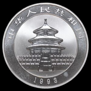 Moneda Panda 1993 – 1 Onza de Plata .999 – 10 Yuan China (Fecha Grande) - Imagen 2