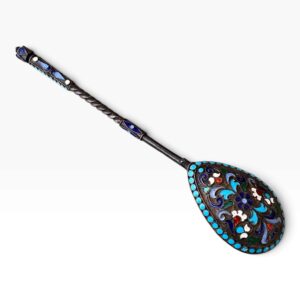 Cuchara Rusa de Plata con Esmalte Cloisonné – Primera Mitad del Siglo XX –  Rusia