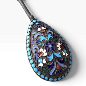 Cuchara Rusa de Plata con Esmalte Cloisonné – Primera Mitad del Siglo XX –  Rusia - Imagen 5